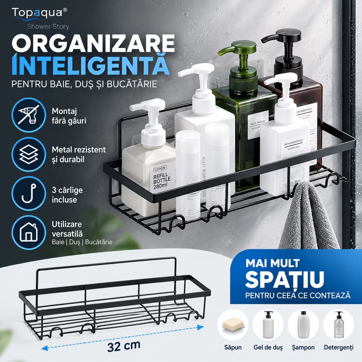 Raft de Dus, Baie si Bucatarie, Topaqua Shower Story