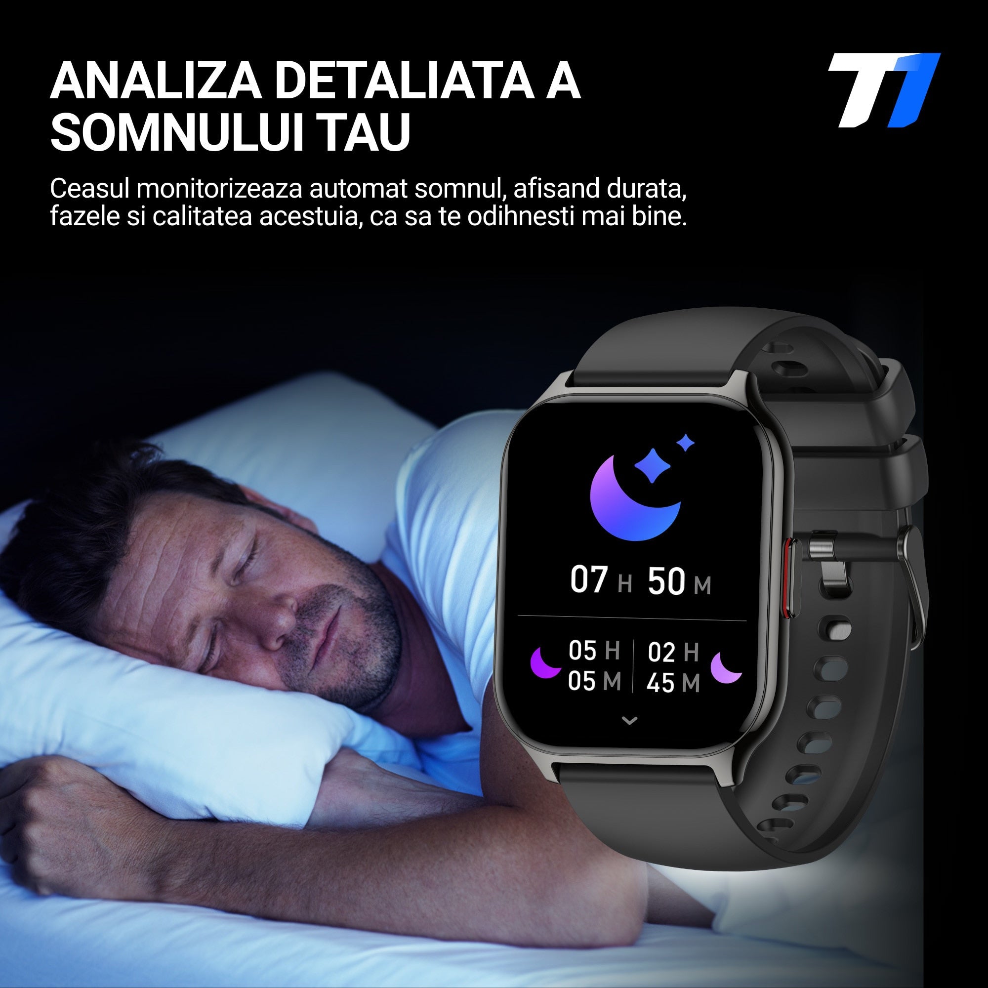 Ceas Smartwatch TechONE Wand Pro, Negru