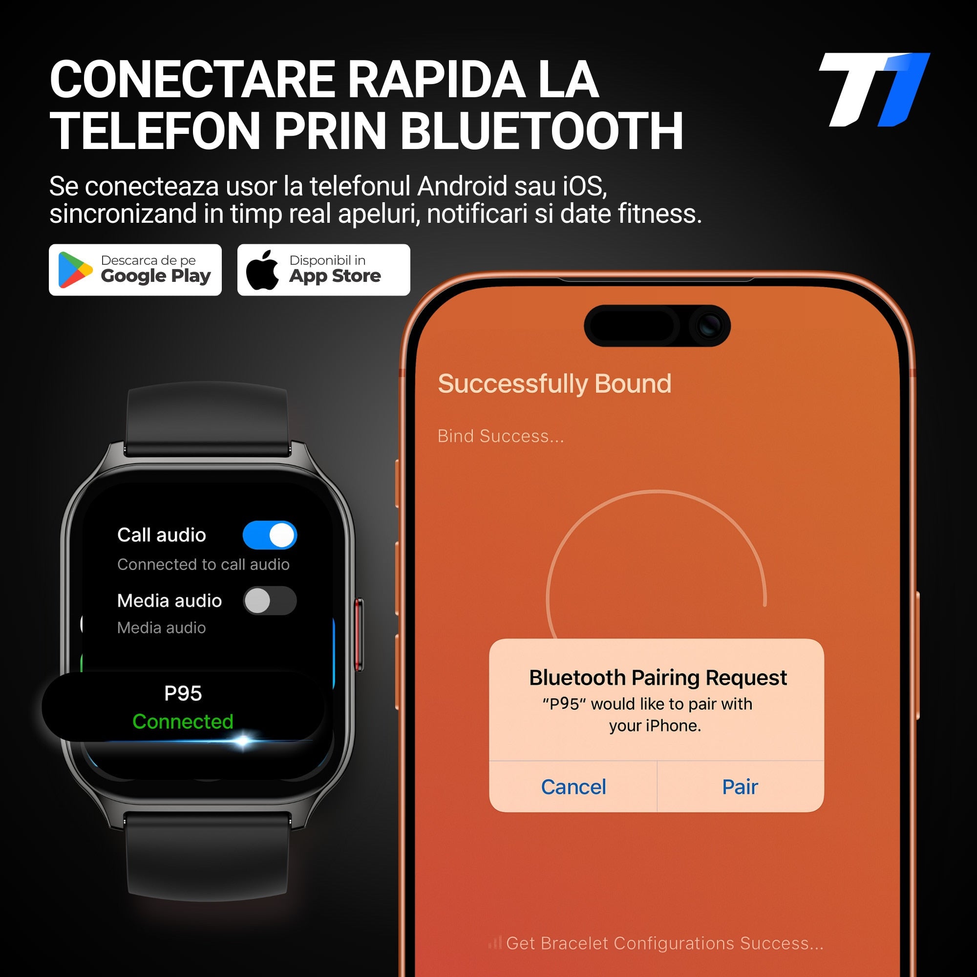 Ceas Smartwatch TechONE Wand Pro, Negru