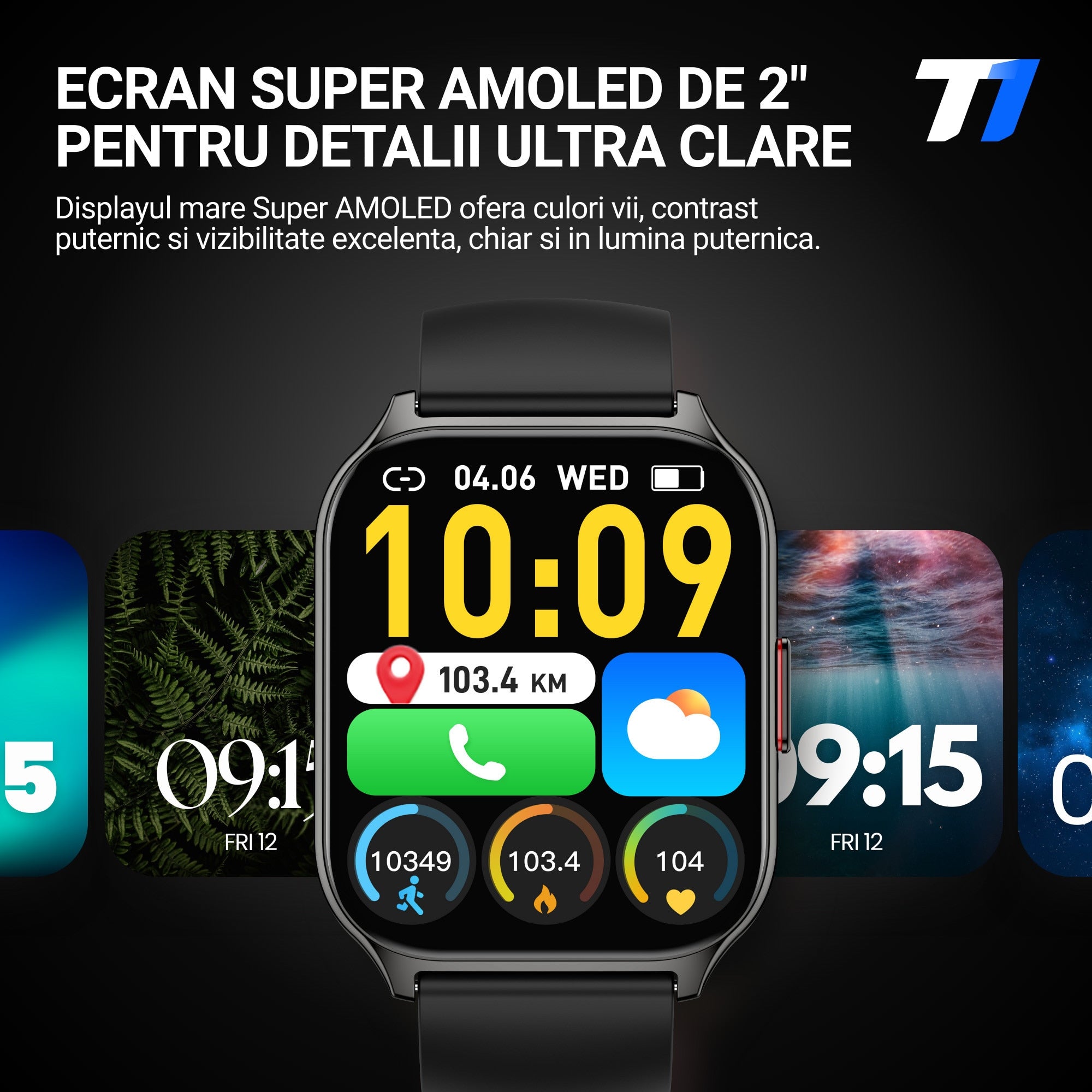 Ceas Smartwatch TechONE Wand Pro, Negru