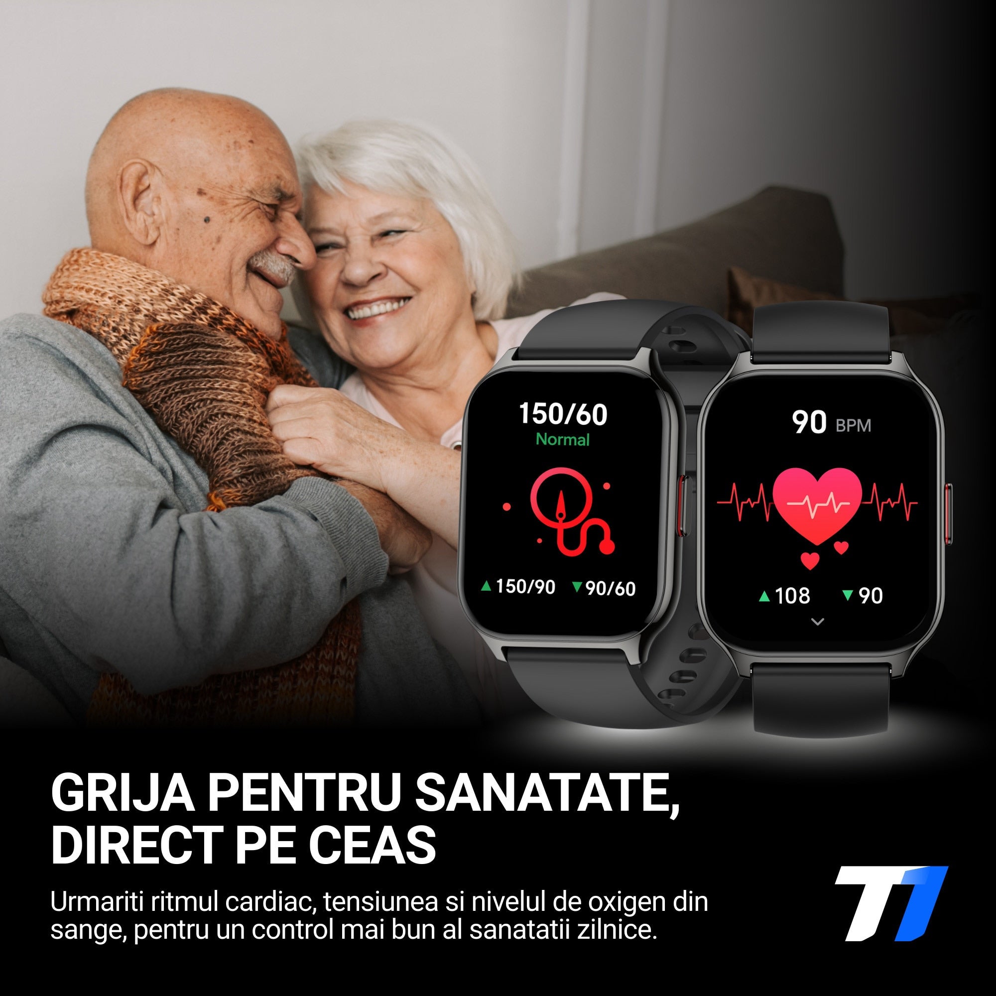 Ceas Smartwatch TechONE Wand Pro, Negru