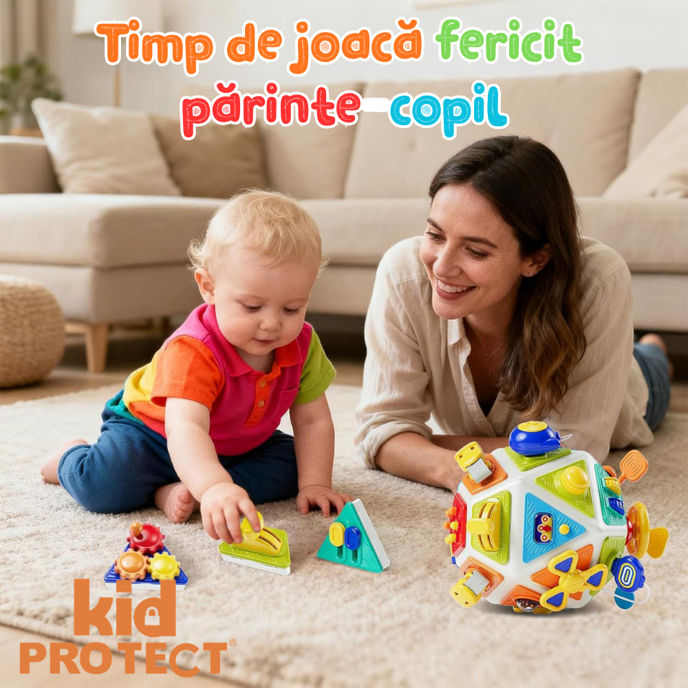 Jucarie Interactiva Bebelusi Montessori KidProtect TinyGenius Cube