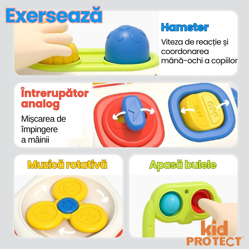 Jucarie Interactiva Bebelusi Montessori KidProtect Busy Cube