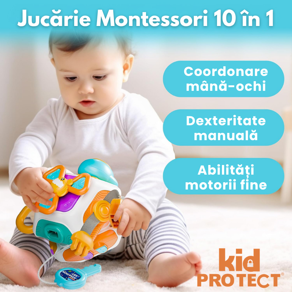 Jucarie Interactiva Bebelusi Montessori KidProtect SmartPlay Cube