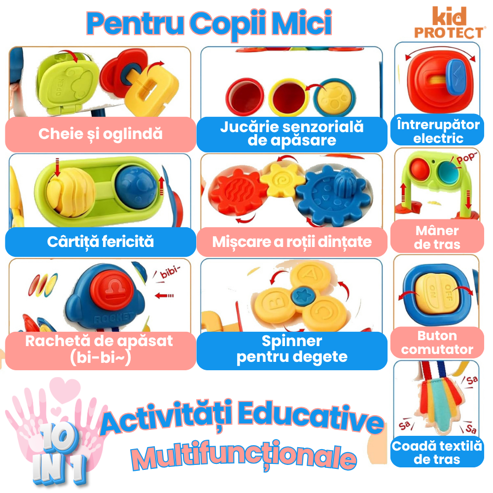 Jucarie Interactiva Bebelusi Montessori KidProtect Busy Cube
