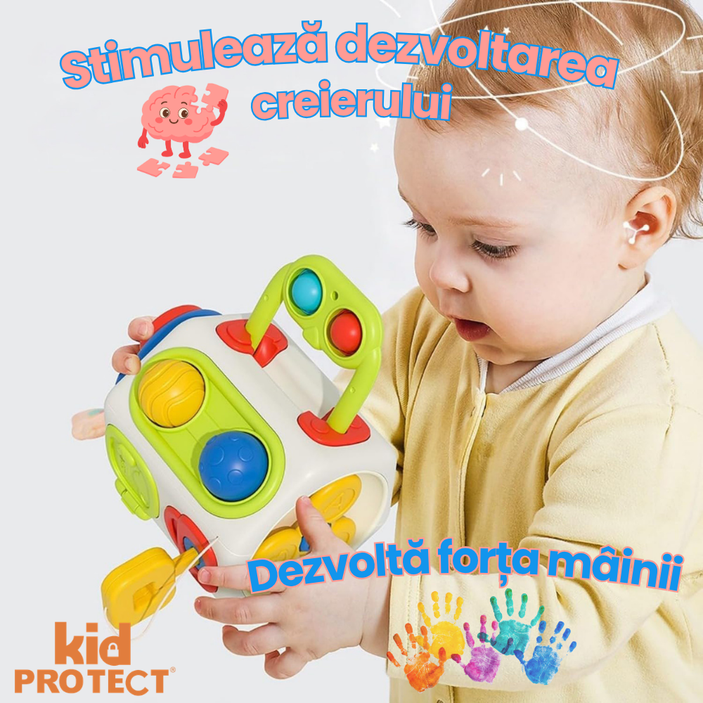 Jucarie Interactiva Bebelusi Montessori KidProtect Busy Cube