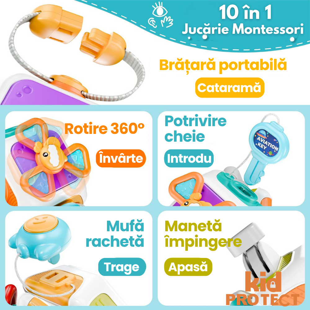 Jucarie Interactiva Bebelusi Montessori KidProtect SmartPlay Cube