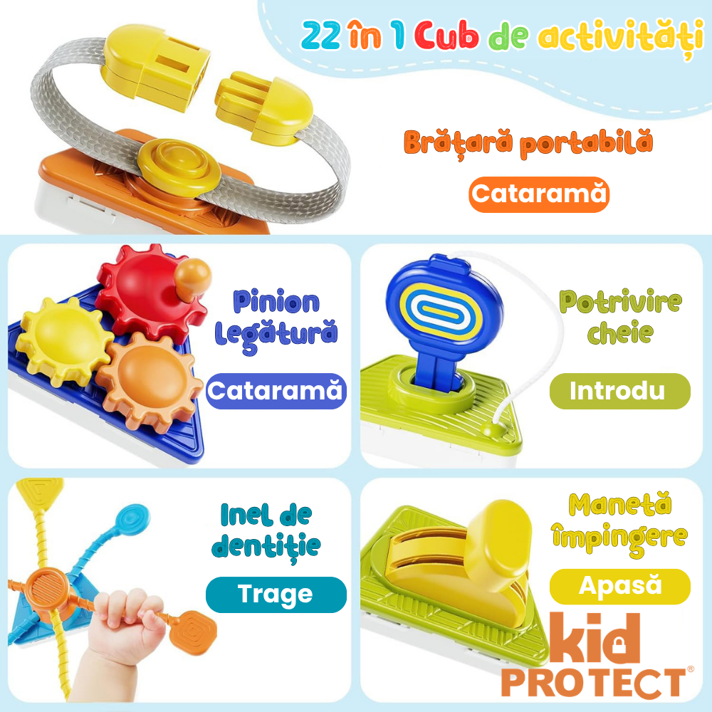 Jucarie Interactiva Bebelusi Montessori KidProtect TinyGenius Cube