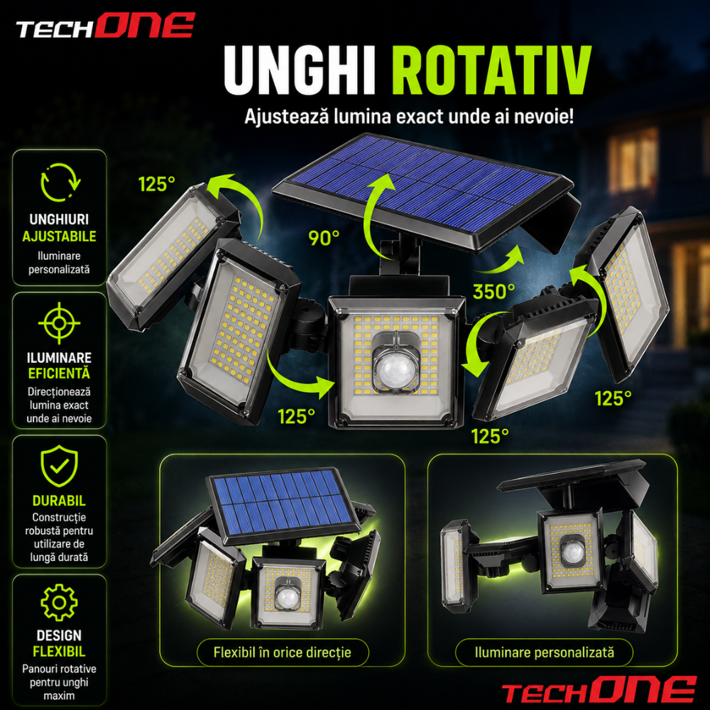 Lampa Solara Cu 5 Proiectoare Techone SolarPentashine