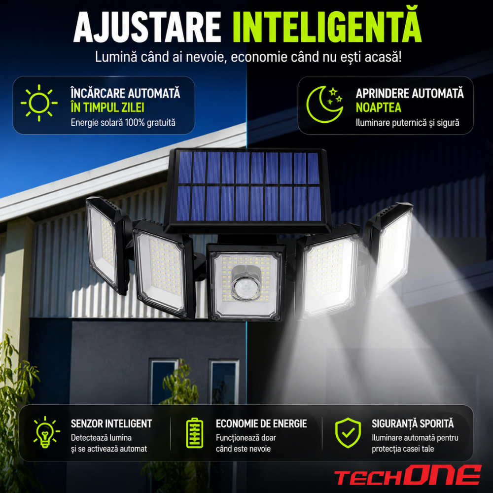 Lampa Solara Cu 5 Proiectoare Techone SolarPentashine