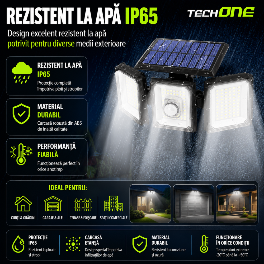 Lampa Solara Cu 5 Proiectoare Techone SolarPentashine