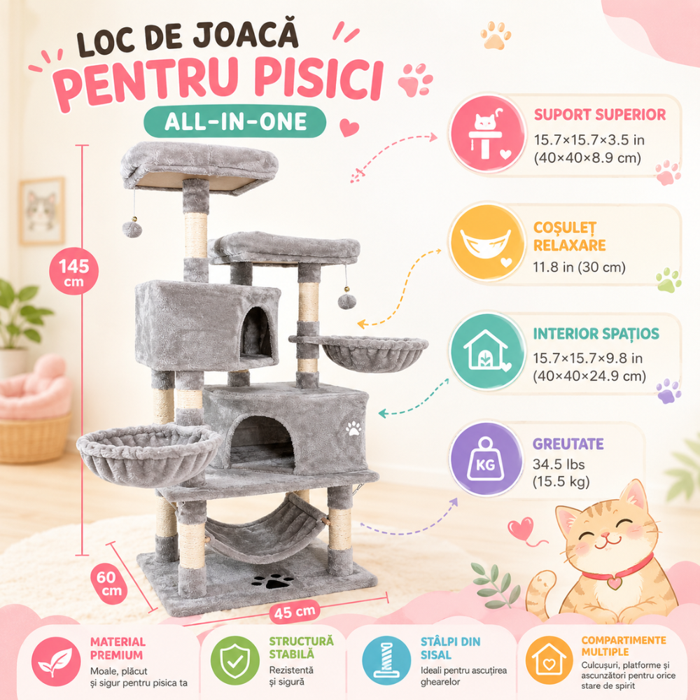 Loc de Joaca Pentru Pisici KD Home Happy Caty