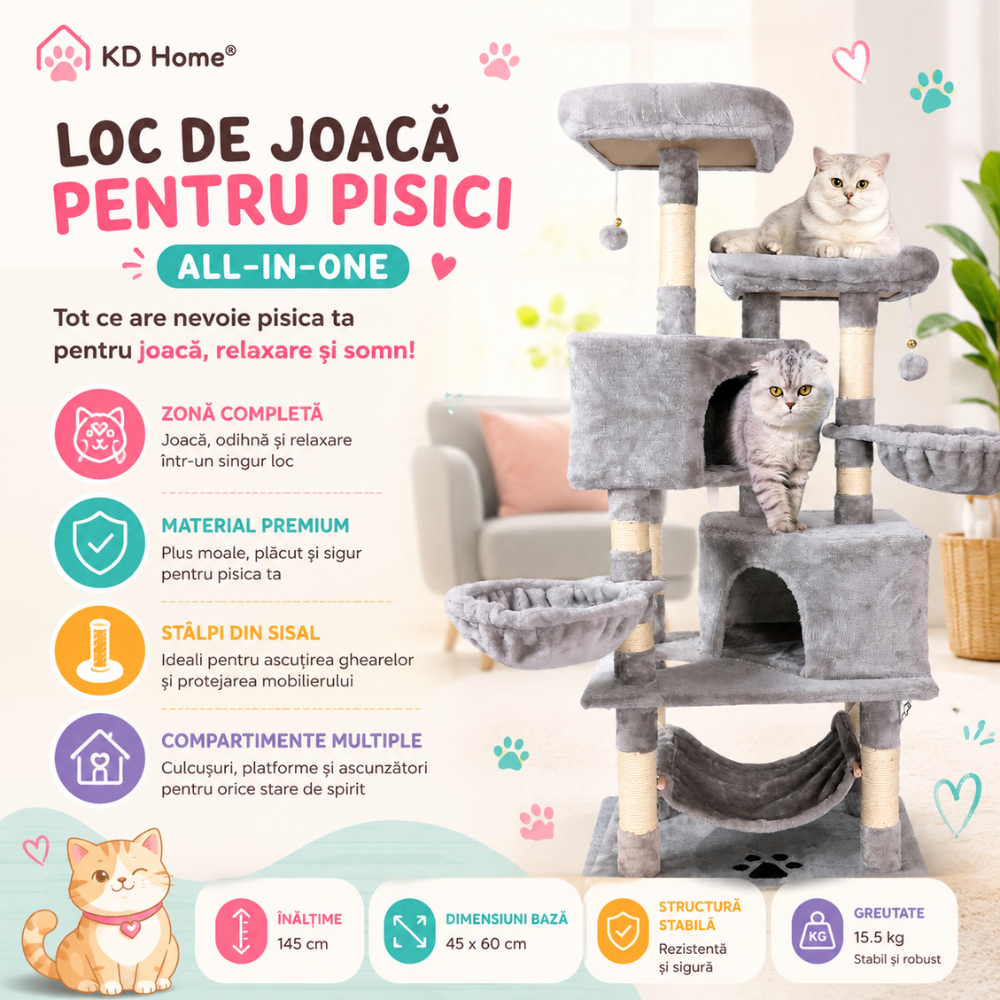 Loc de Joaca Pentru Pisici KD Home Happy Caty