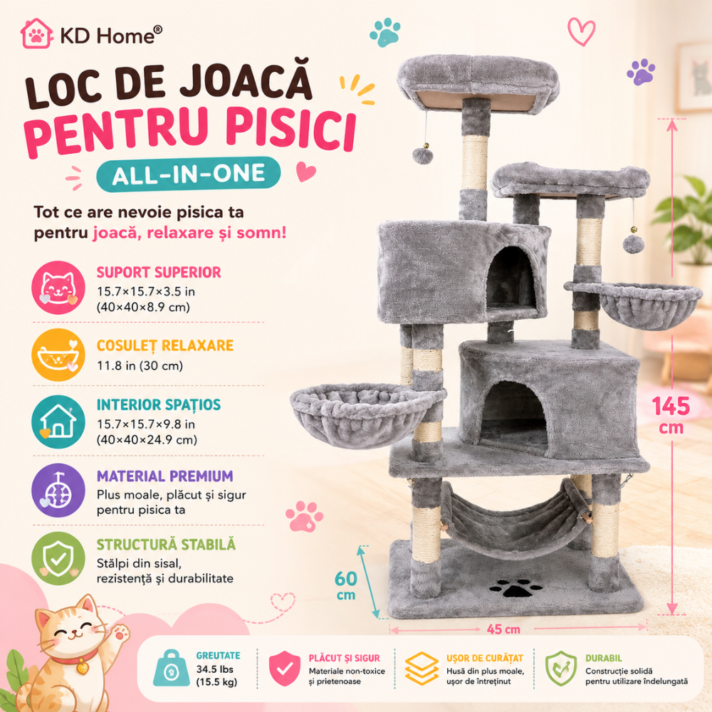 Loc de Joaca Pentru Pisici KD Home Happy Caty