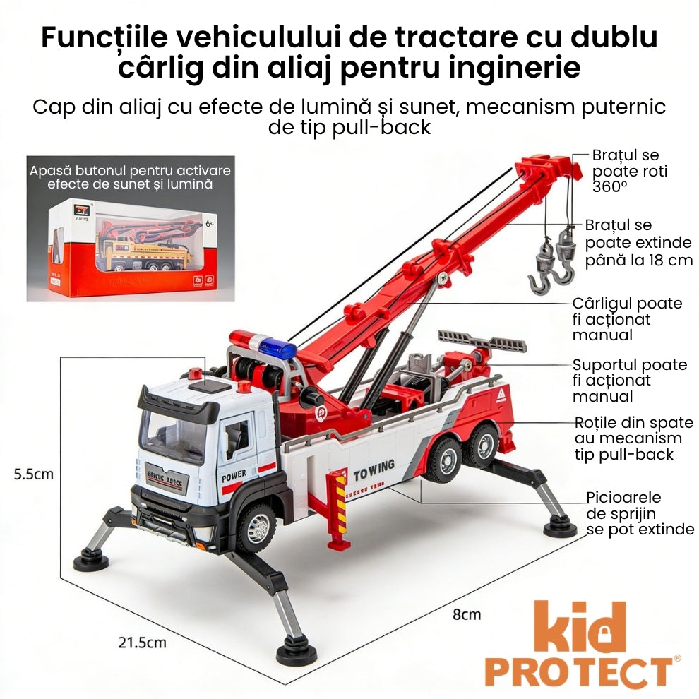 Masina de Tractat Metalica De Jucarie Pentru Copii KidProtect Tow Friend