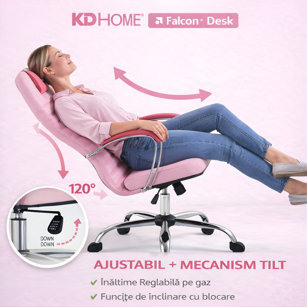 Scaun De Birou Directorial Ergonomic KD Home Falcon Desk, Roz – KidGPS ...
