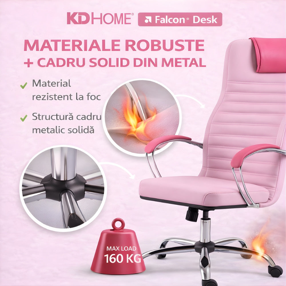 Scaun De Birou Directorial Ergonomic KD Home Falcon Desk, Roz – KidGPS ...