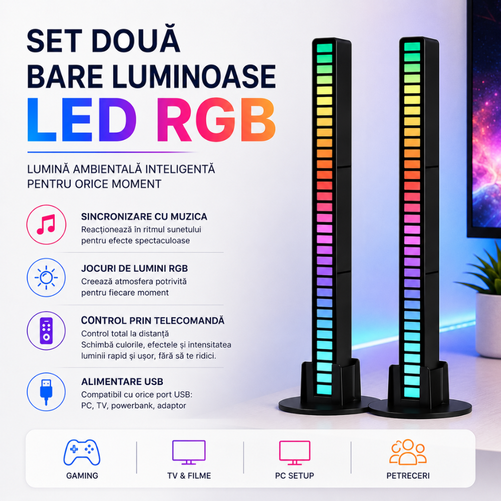 Set 2 Bare Luminoase Led RGB KD Home Lumia