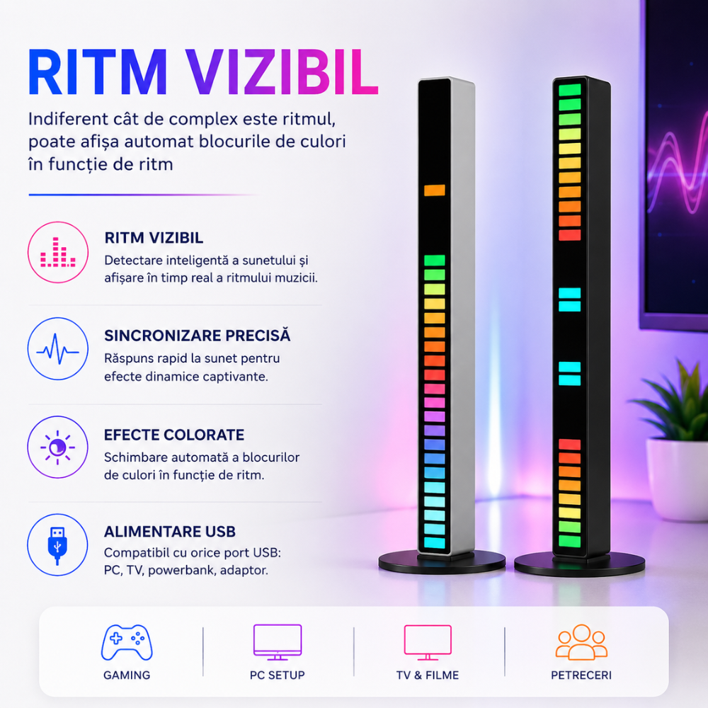 Set 2 Bare Luminoase Led RGB KD Home Lumia