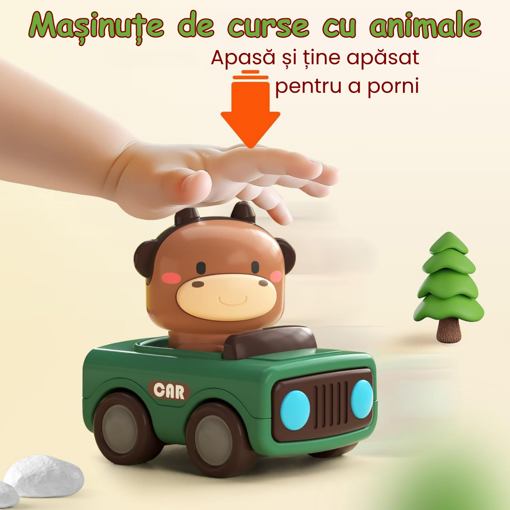 Set 4 Masinute Tip Jucarie Interactiva Bebelusi si Copii Montessori KidProtect Smart Car