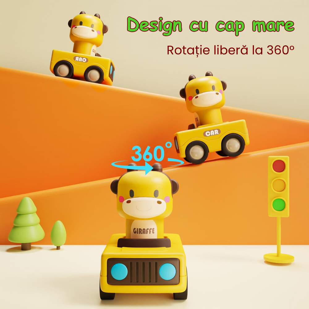 Set 4 Masinute Tip Jucarie Interactiva Bebelusi si Copii Montessori KidProtect Smart Car