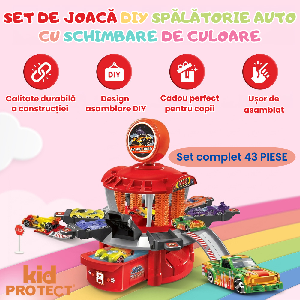 Set Jucarie Interactiva Spalatorie Auto Pentru Masinute KidProtect Wash Center Delux