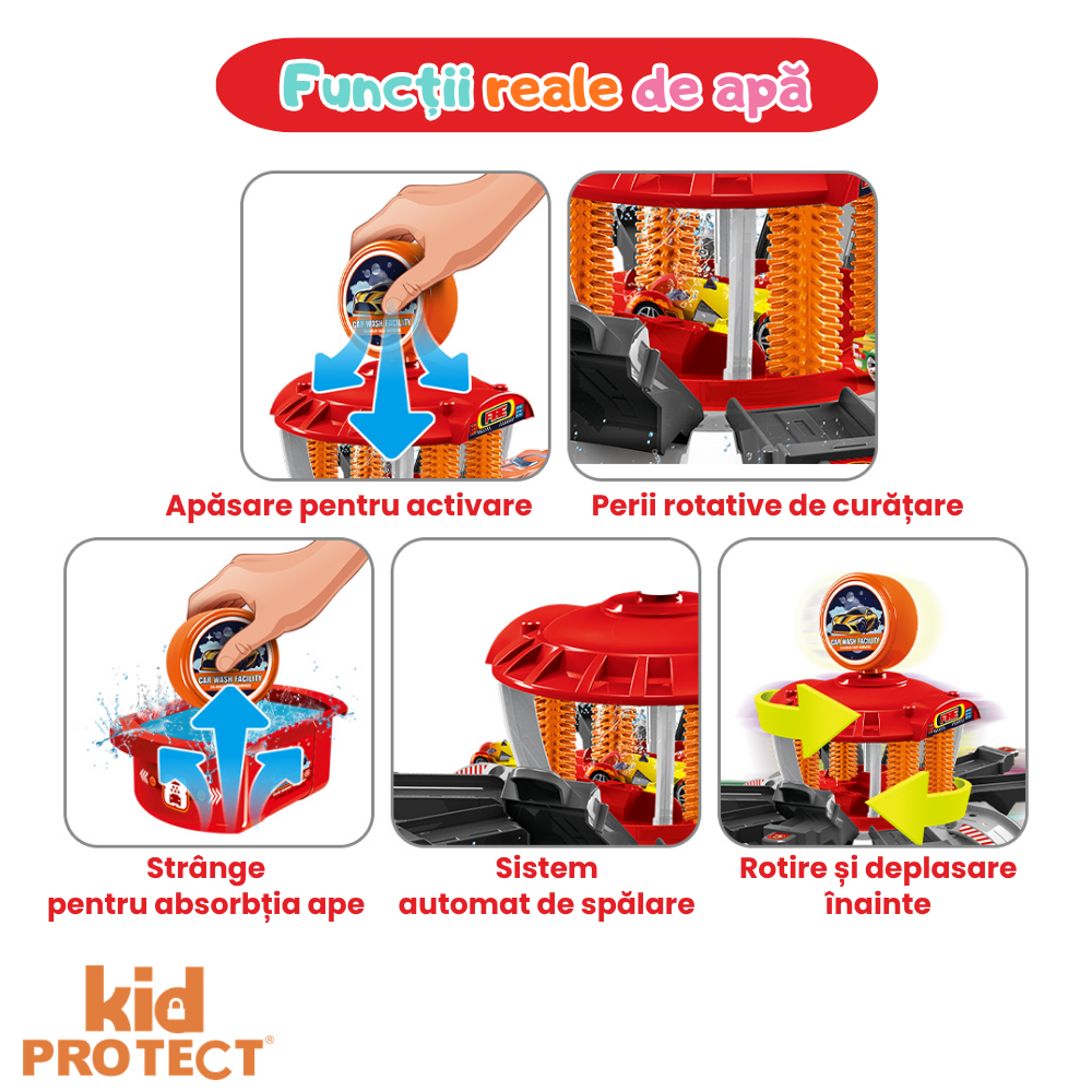 Set Jucarie Interactiva Spalatorie Auto Pentru Masinute KidProtect Wash Center Delux