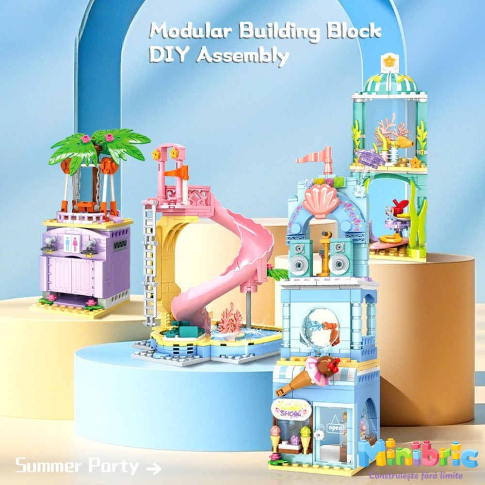 Set de Constructie cu Piese Tip Blocuri Constructie MiniBric Carnival Beach