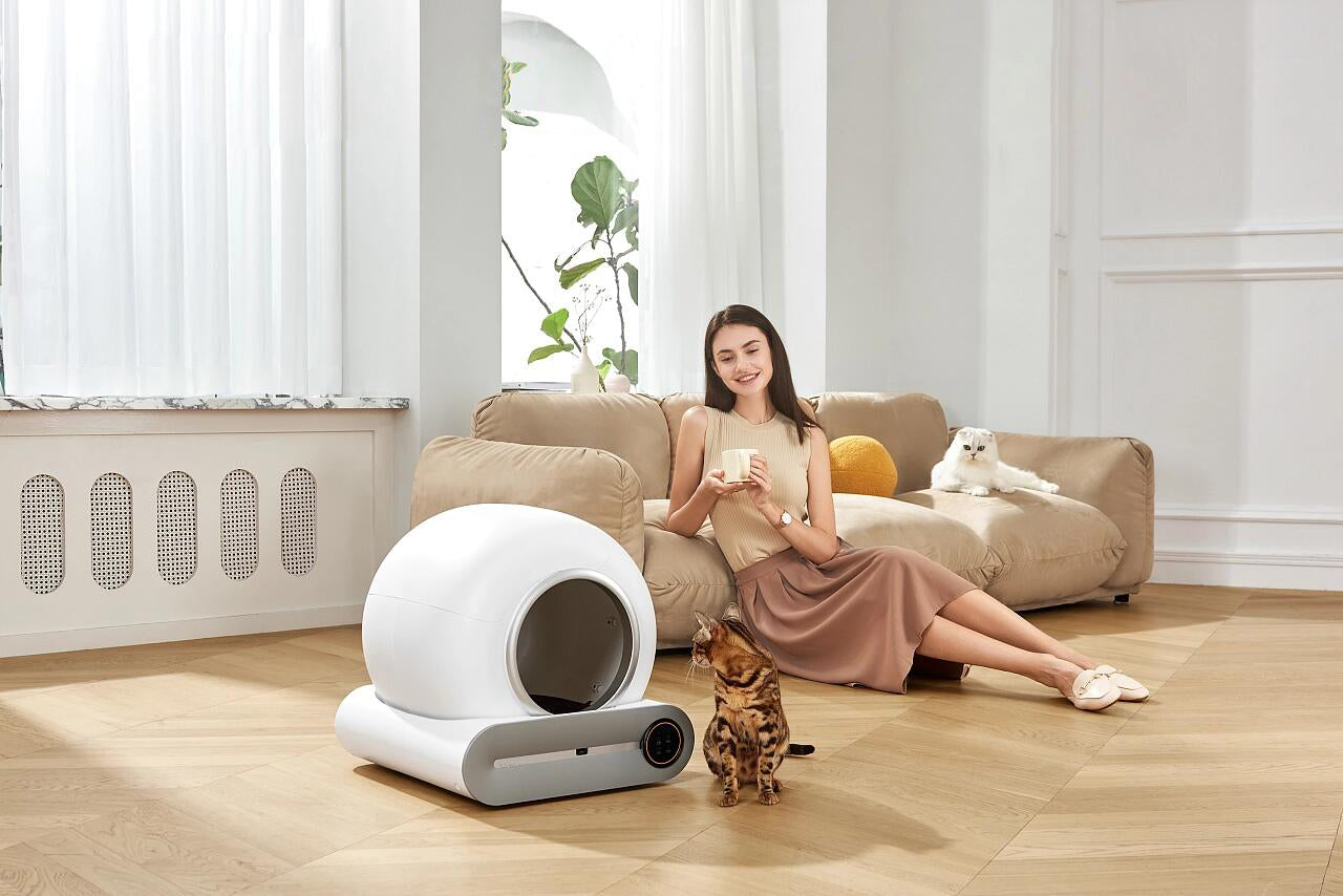 Litiera Automata Smart Pisici Grunluft® PurrfectLitter, alb