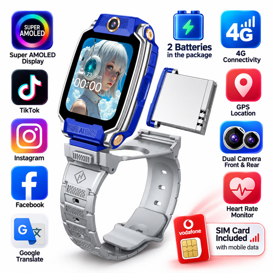 Ceas Smartwatch Copii Cu Localizare GPS Si Telefon Techone T90 Transformer, Argintiu