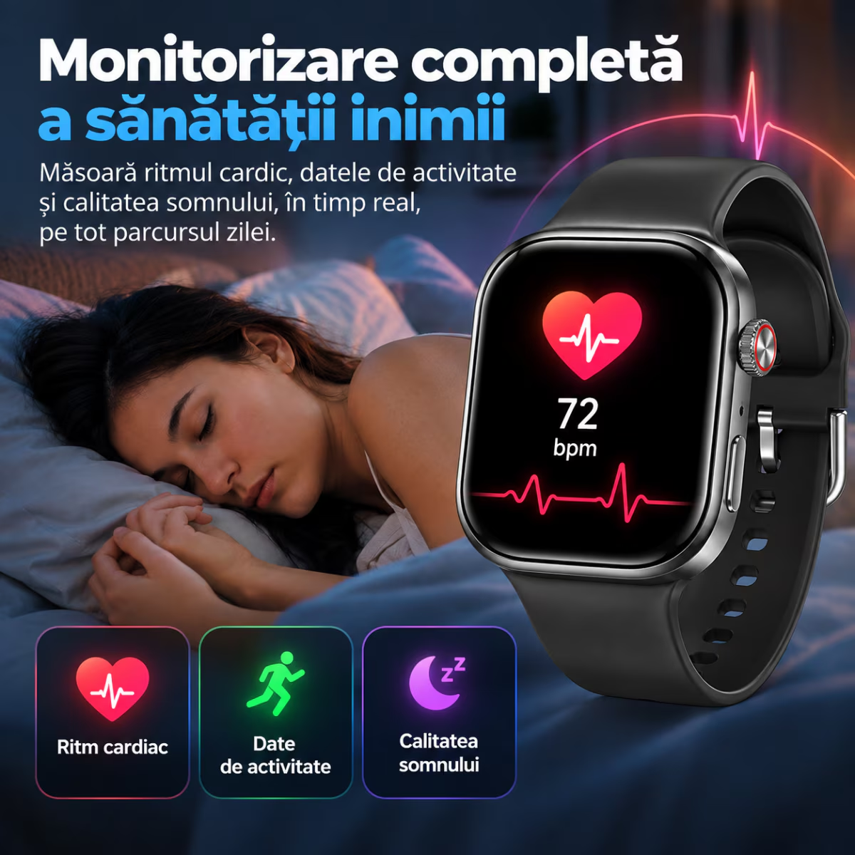 Ceas Smartwatch Copii Cu Localizare GPS Si Telefon Techone T72 Pro Teen Guard, Negru