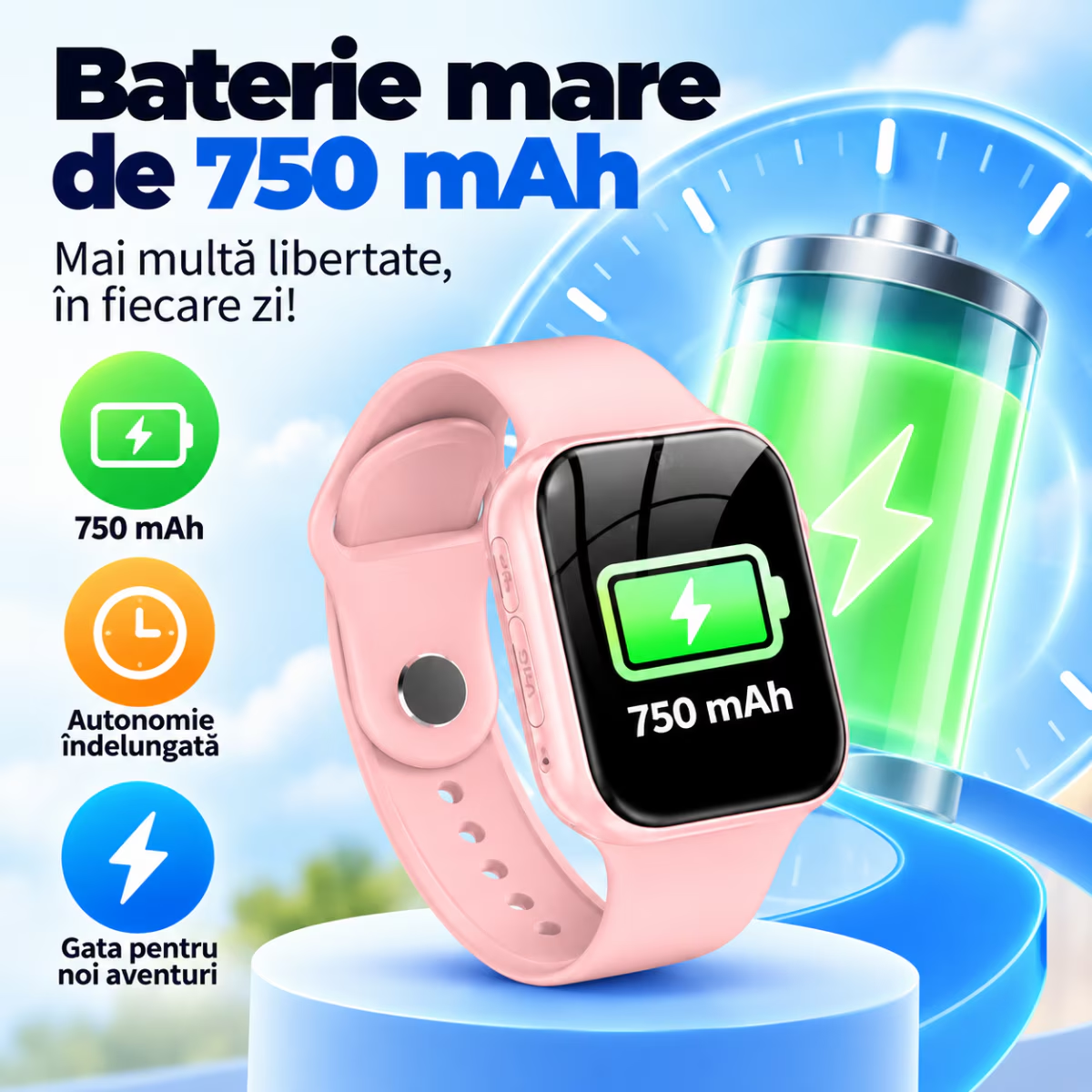 Ceas Smartwatch Copii Cu Localizare W-Fi/LBS Si Telefon Techone X02 Junior, Albastru