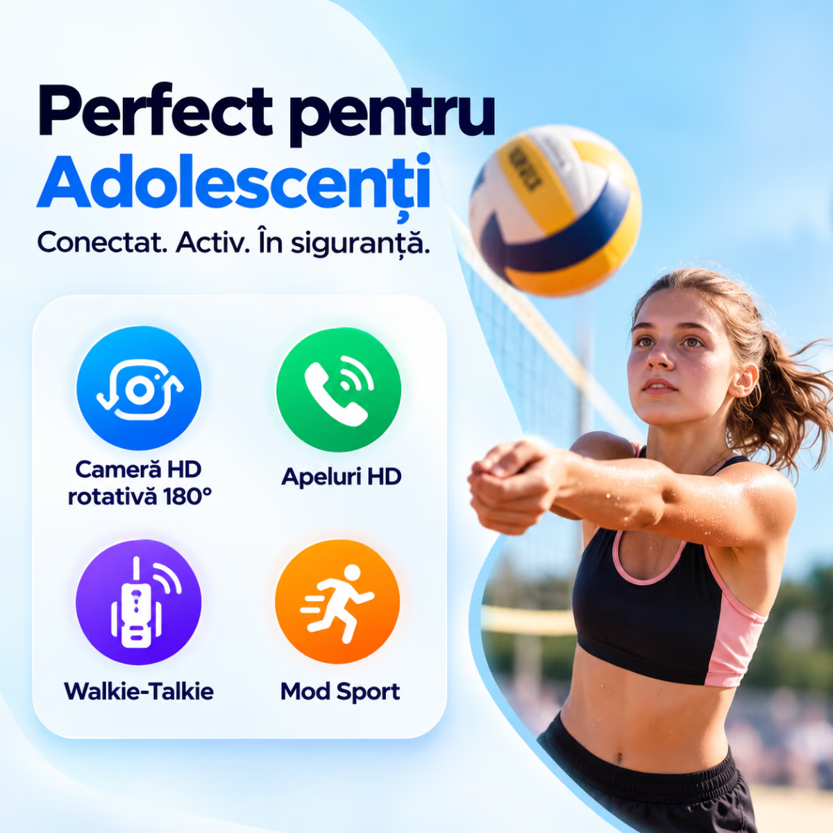 Ceas Smartwatch Copii Cu Localizare GPS Si Telefon Techone T72 Pro Teen Guard, Argintiu