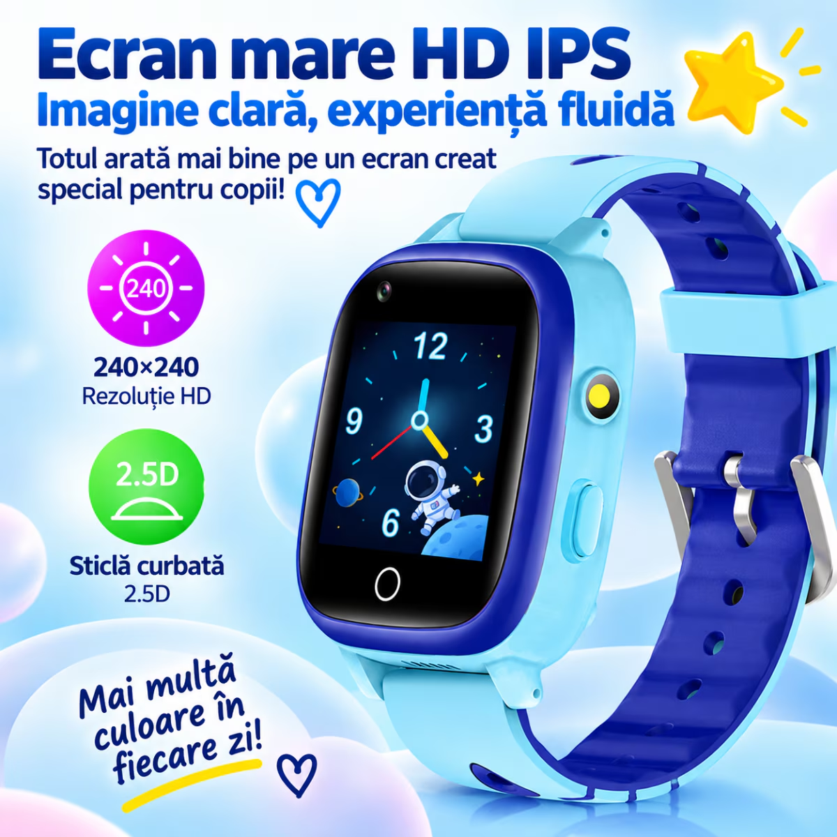 Ceas Smartwatch Copii Cu Localizare GPS Si Telefon Techone T5S Vital Guard, Roz
