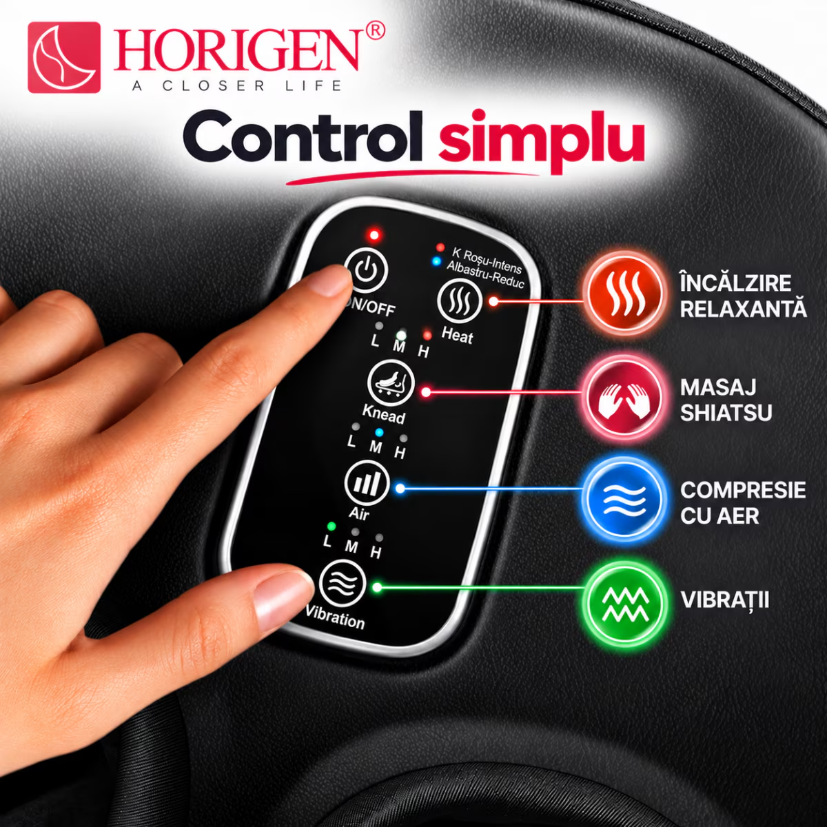 Aparat de Masaj Picioare 3 in 1 Horigen Relaxio Feet Pro