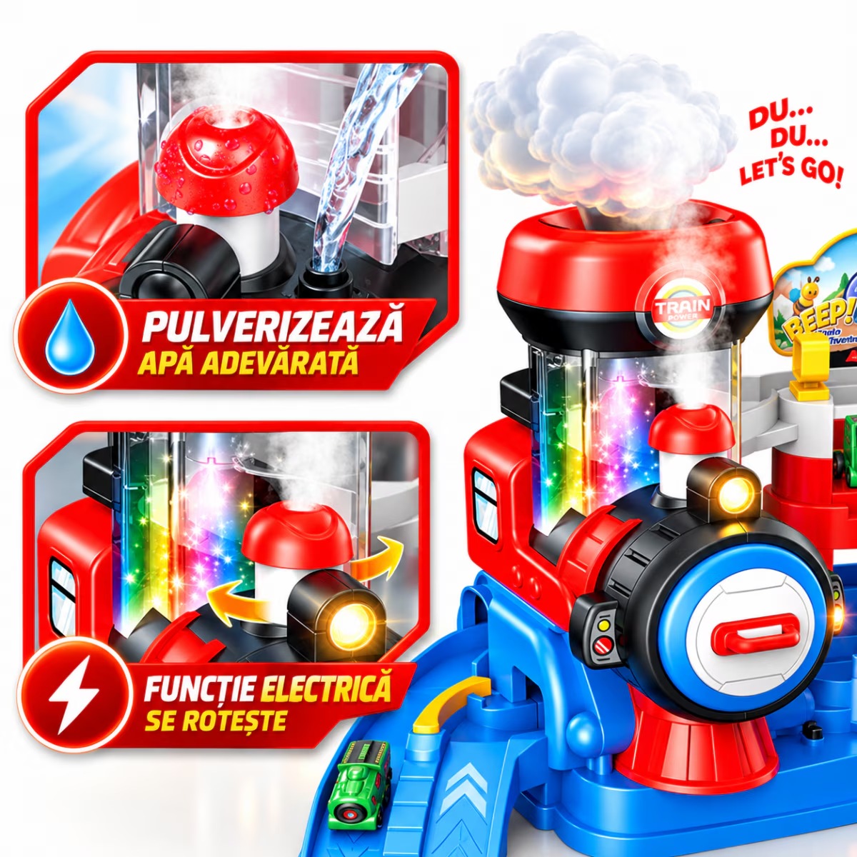 Set Jucarie Interactiva Atelier Auto Pentru Masinute KidProtect Train Pit Stop, Rosu
