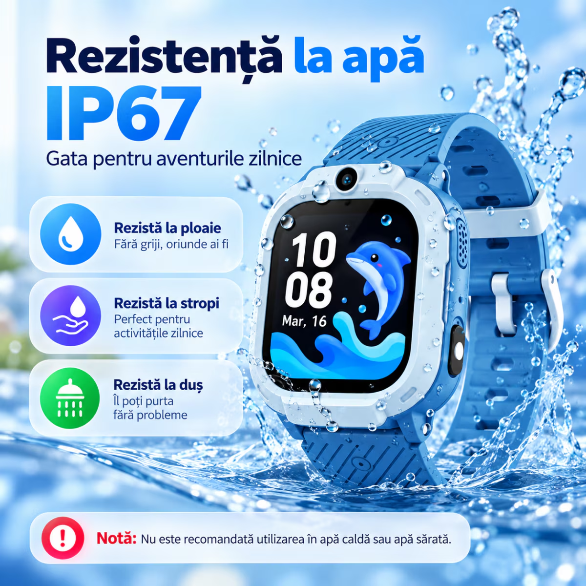 Ceas Smartwatch Copii Cu Localizare GPS Si Telefon Techone T70 Mini Go, Roz