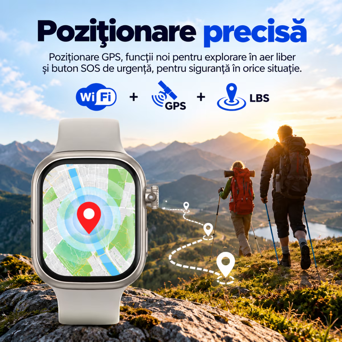 Ceas Smartwatch Copii Cu Localizare GPS Si Telefon Techone T72 Pro Teen Guard, Argintiu