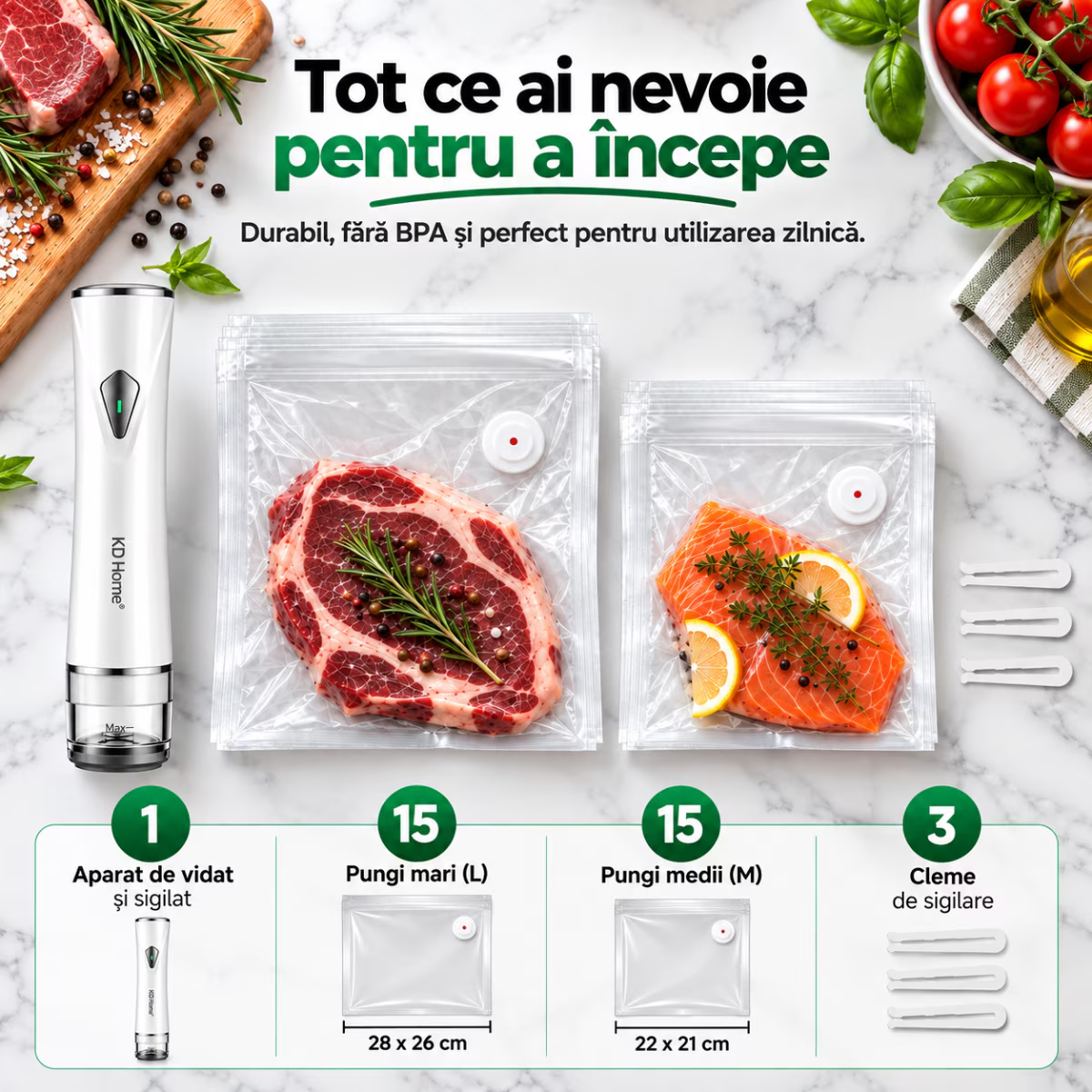 Aparat de Vidat si Sigilat Alimente Portabil KD Home VacuumGoPro