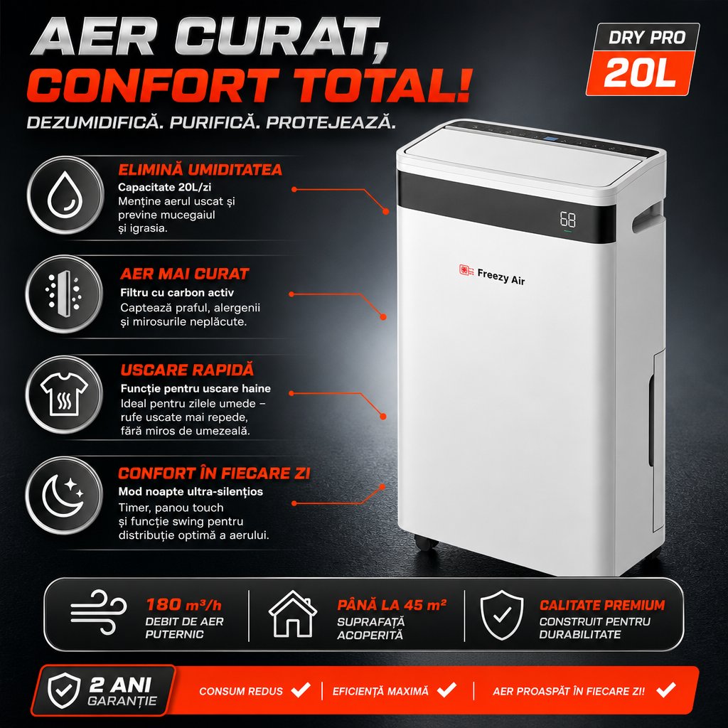 Dezumidificator si purificator aer Freezy Air Dry Pro 20L – KidGPS