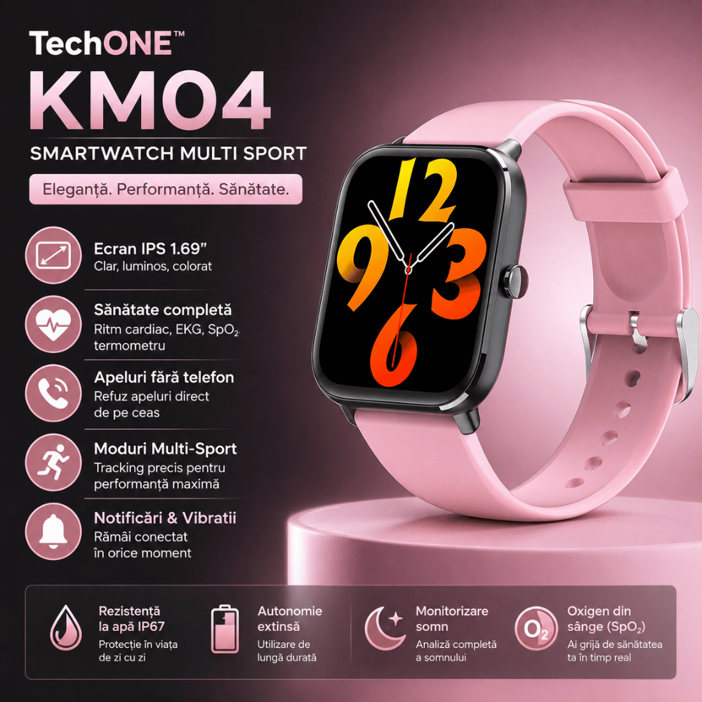 Ceas smartwatch TechONE KM04, Roz
