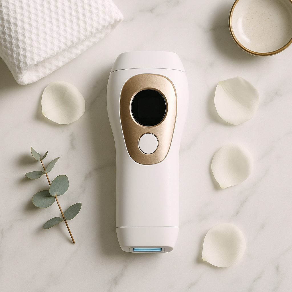 Tratament IPL acasa - epilator Horigen LumiCare pe blat de marmura
