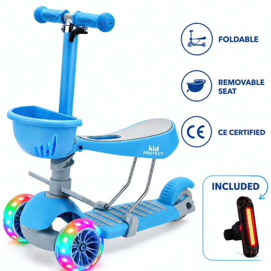 Trotineta copii 3 in 1 KidProtect Ultra Safe, Albastru