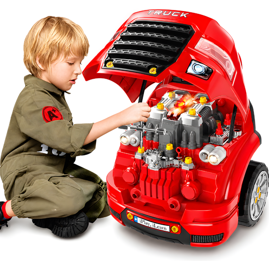 Set Reparatie Motor Auto Mecanic Copii Kidprotect Engine Explorers, 62 Piese