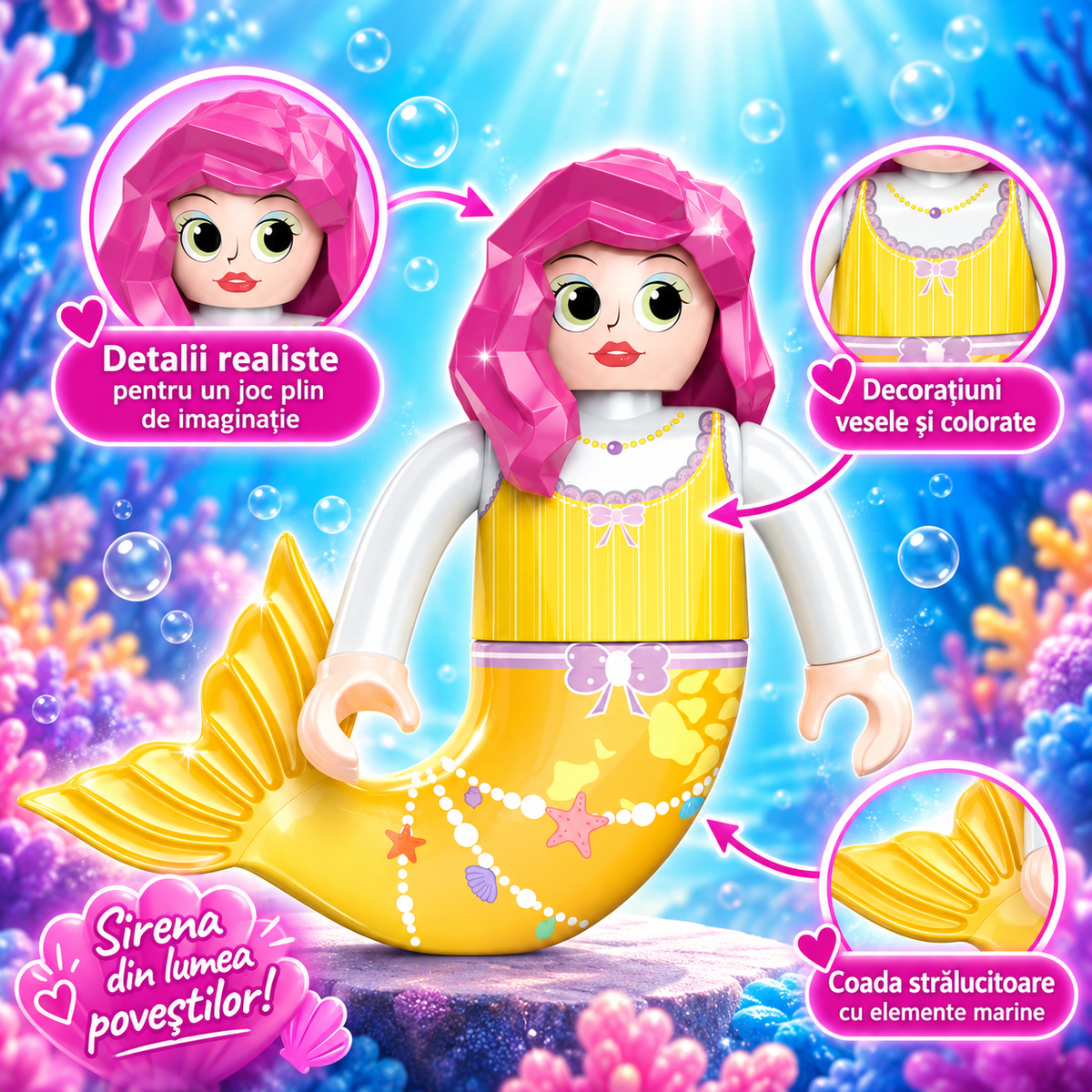 Set de Constructie cu Piese Tip Blocuri Constructie 402 Piese MiniBric Fairy Mermaid's Secret Coral Grove, 2023
