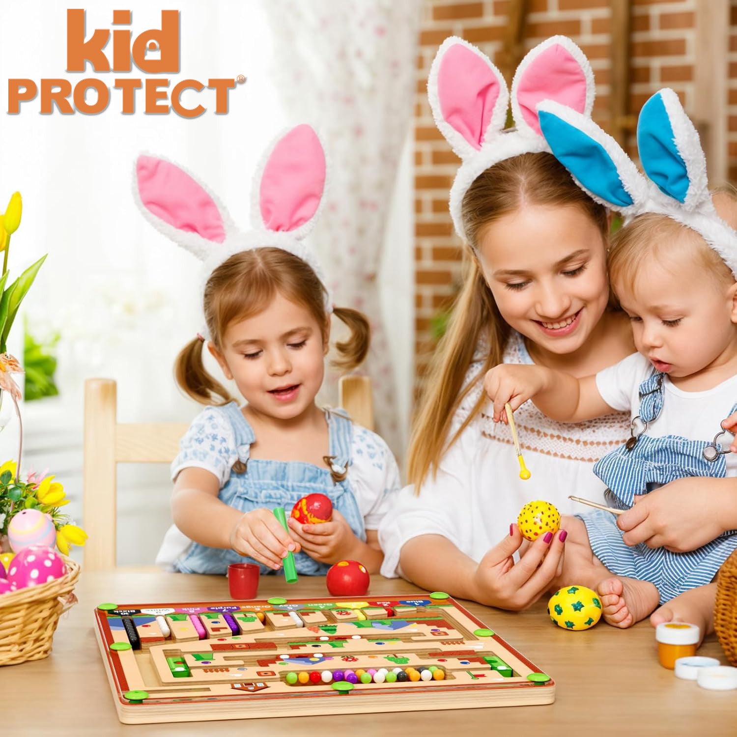 Jucarie Tip Puzzle Magnetic Montessori Din Lemn cu Bilute Pentru Copii KidProtect SmartDots Puzzle