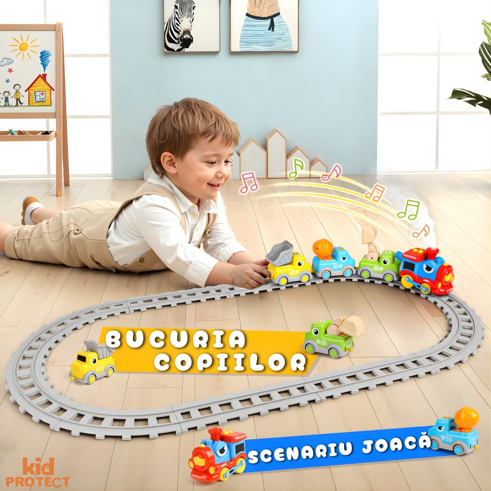 Circuit Trenulet de Jucarie Electric Pentru Copii KidProtect Builders Train