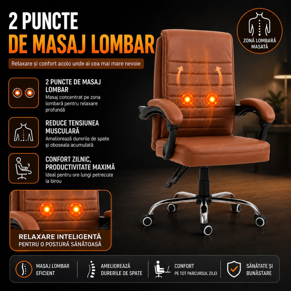 Scaun de Birou Directorial Cu Masaj KD Home DirectorX Duo, Maro