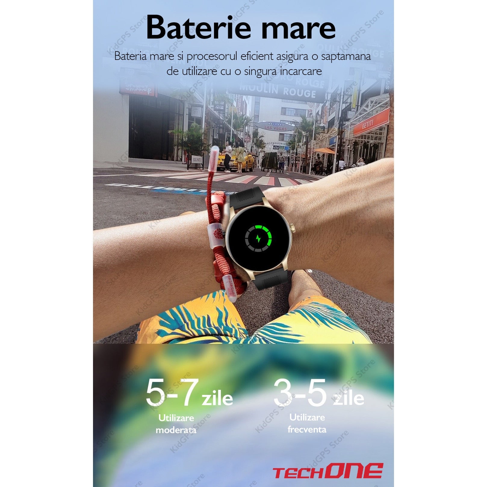 Ceas smartwatch si bratara fitness femei TechONE NY20, Roz