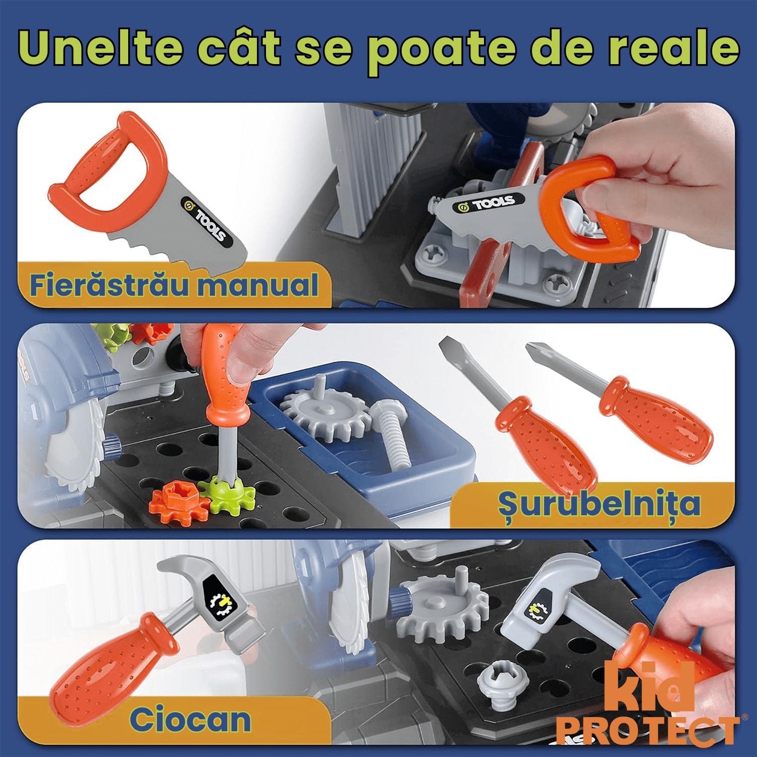 Banc de Lucru Copii 3 in 1 Kidprotect MiniBuilder Duo Case